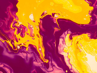 紫色和黄色创意抽象绘画背景片段的绘画壁纸纹理。 现代艺术。 当代艺术。