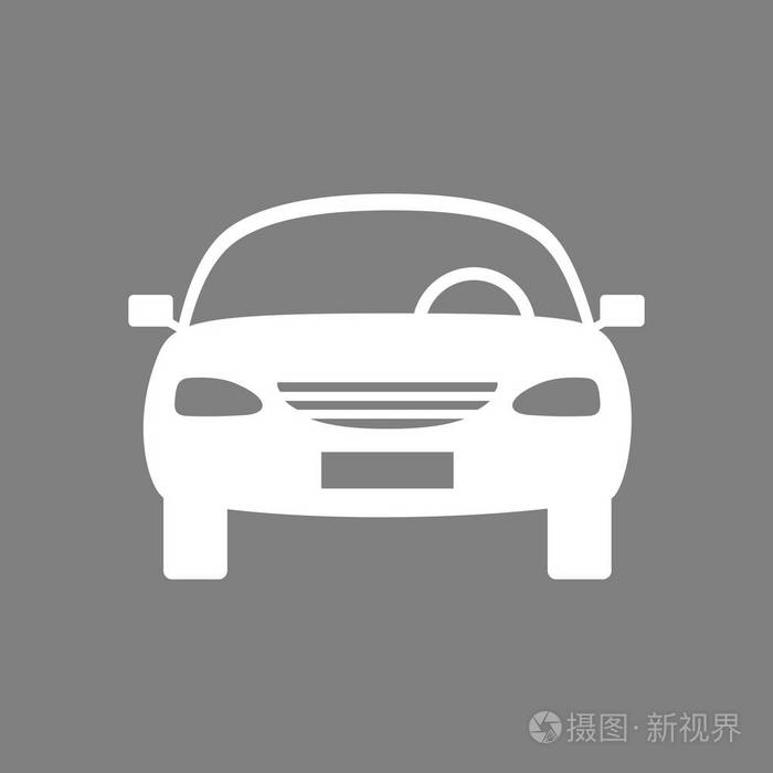 灰色背景白色汽车矢量图标