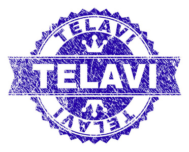 带丝带的隆起纹理的 telavi 邮票印章