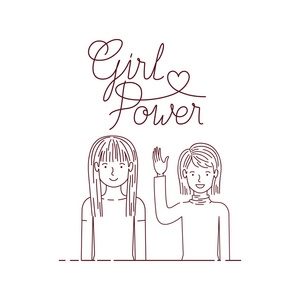 妇女与标签女孩权力字符