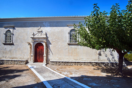 希腊莱夫卡达岛东正教教堂入口