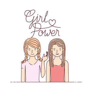 妇女与标签女孩权力字符图片