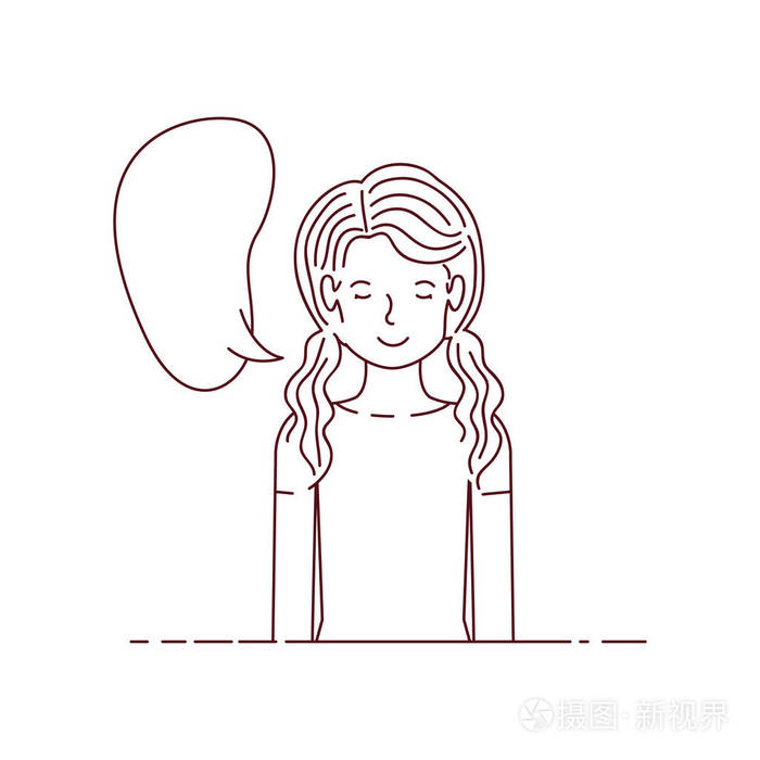 年轻女子与讲话泡头像字符插画-正版商用图片17lifg-摄图新视界