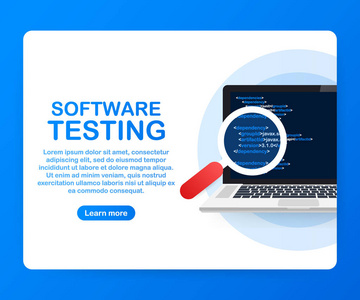 软件测试。软件开发工作流程编码测试分析概念。向量例证