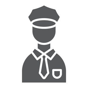 警察字形图标, 警察和人, 警察标志, 矢量图形, 一个坚实的图案在白色背景