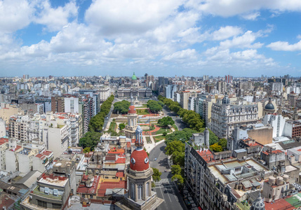 布宜诺斯艾利斯市中心和阿根廷布宜诺斯艾利斯广场的鸟瞰图