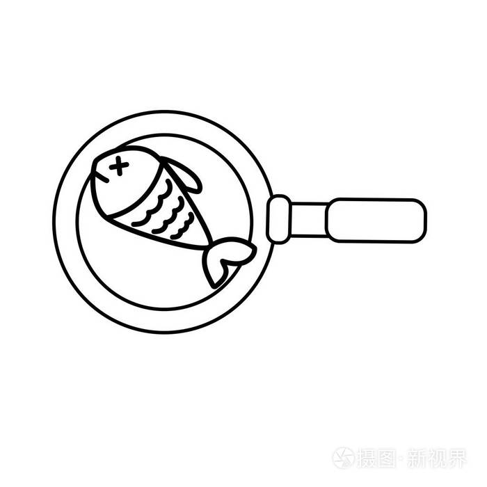 线美味煎鱼锅内锅矢量插图插画-正版商用图片17ln7v-摄图新视界