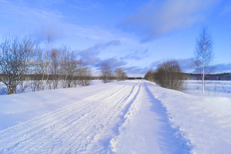 风景冬天路, 漂泊, 雪, 蓝天