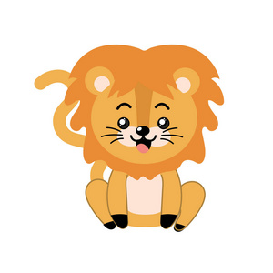可爱的狮子野生动物，面部表情矢量插图