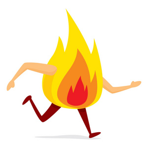 燃烧火焰的卡通插图