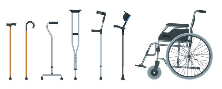 一套助行器,包括轮椅步行者拐杖q照片
