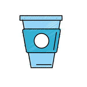 塑料杯图标矢量插图中的美味咖啡