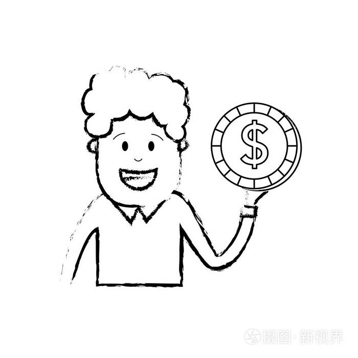 图中有硬币现金的人手中矢量图插画-正版商用图片17lpgk-摄图新视界