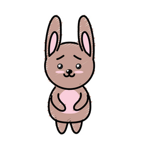 可爱的兔子野生动物，面部表情矢量插图