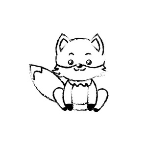 图形可爱的狐狸野生动物，面部表情矢量插图