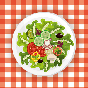 美味的新鲜蔬菜沙拉插图设计