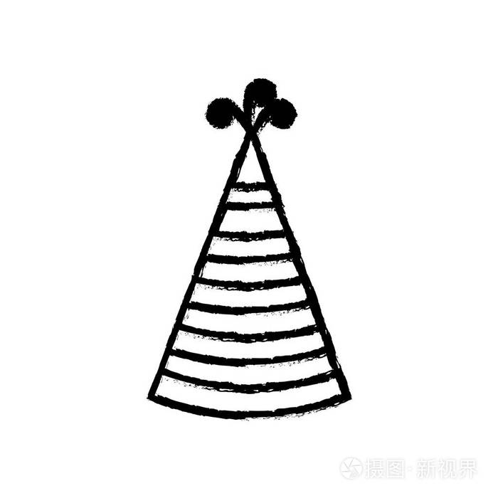 线帽子派对cerrain快乐生日矢量插图