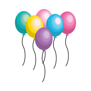气球派对，生日快乐装饰，矢量插图