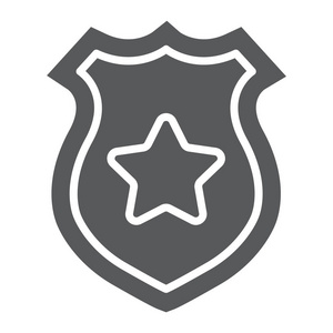警徽字形图标, 警察和警长, 标志, 矢量图形, 一个坚实的图案在白色背景
