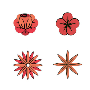 美丽的春玫瑰图标图像，矢量插图设计