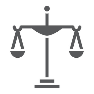 法院符号正义字形图标, 法院和法律, 比例符号, 矢量图形, 在白色背景