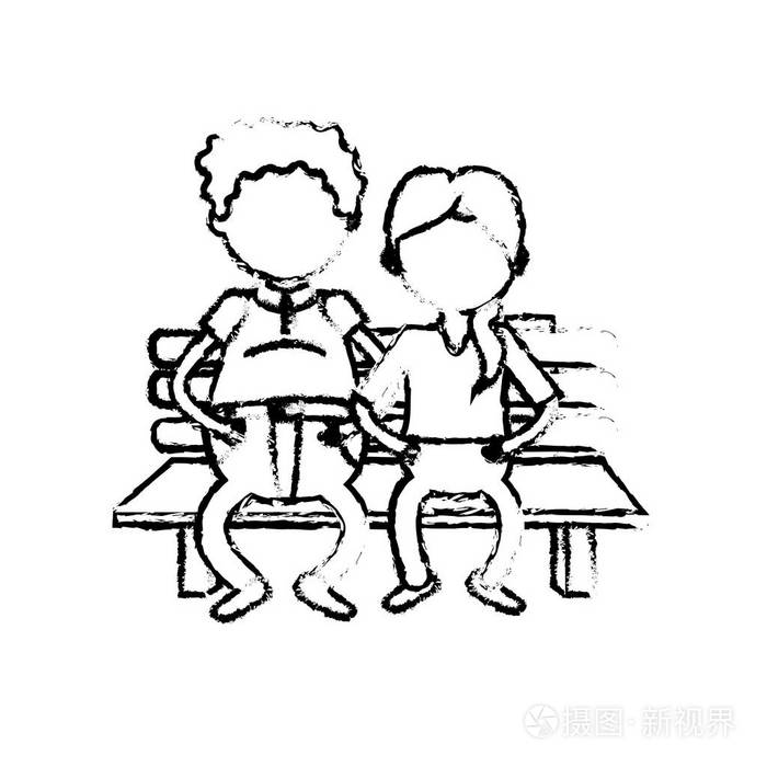 一对老夫妇坐在椅子上的发型矢量图插画-正版商用图片17lvhl-摄图新