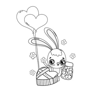 s greeting card with cute rabbit. Vector illustration