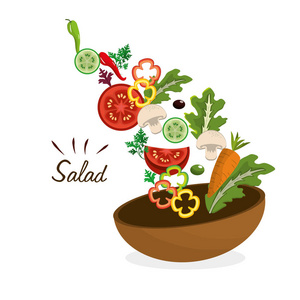 美味的新鲜蔬菜沙拉,矢量图设计照片