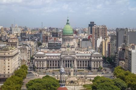 阿根廷布宜诺斯艾利斯广场国会大厦鸟瞰图