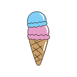 美味冰淇淋甜甜甜点矢量插图