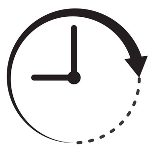 白色背景上的时间图标。 平的风格。 时钟图标为您的网站设计标志应用程序UI。 时间留下了符号。 时钟和箭头标志。