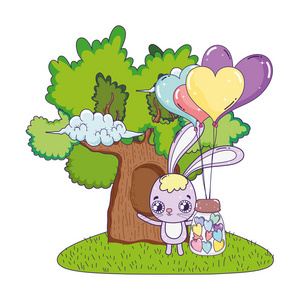 s greeting card with cute rabbit. Vector illustration