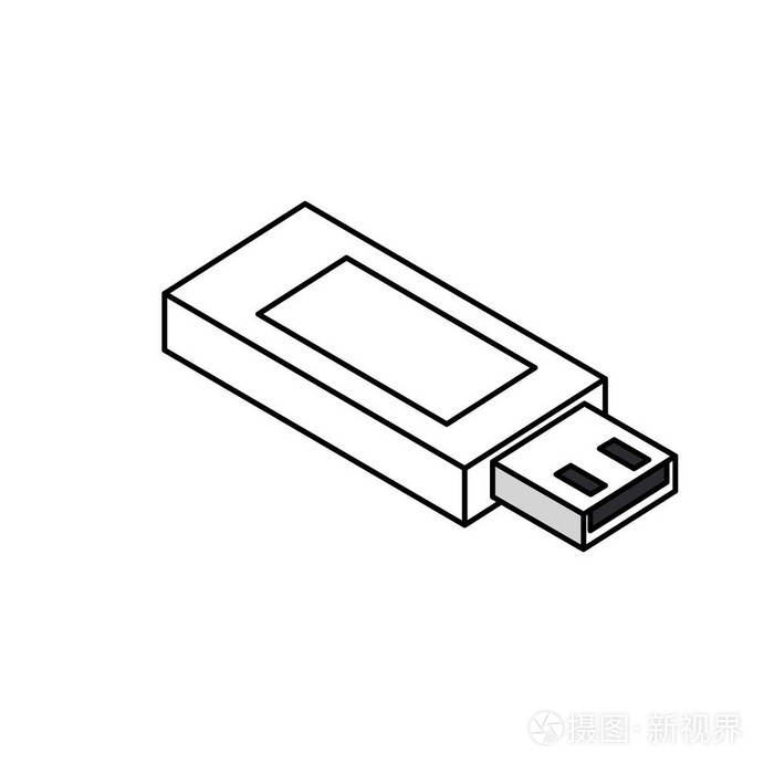 线路数据usb内存保存文档矢量插图插画-正版商用图片17lzoc-摄图新