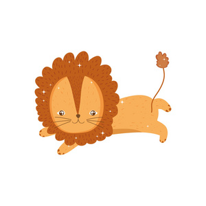 可爱的狮子马戏团字符矢量插图