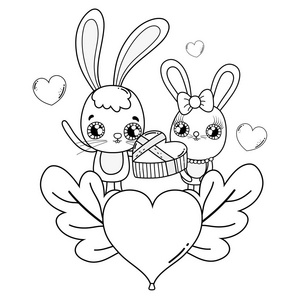s greeting card with cute rabbits. Vector illustration