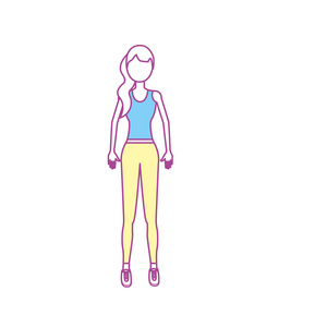 有衣服的健康女人做运动矢量图设计