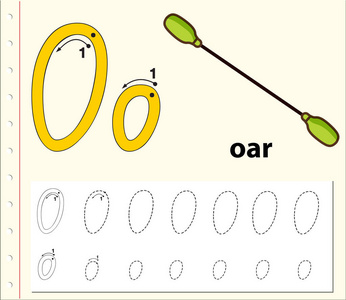 字母o跟踪字母表工作表插图