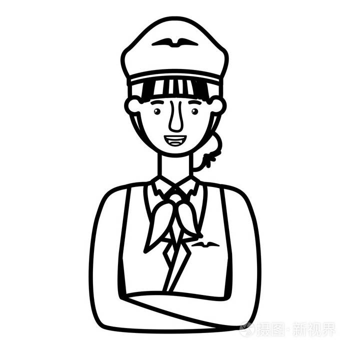 年轻女子飞行员头像字符插画-正版商用图片17m2kz-摄图新视界