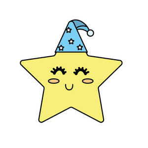 漂亮的星星闪亮的睡帽设计矢量插图
