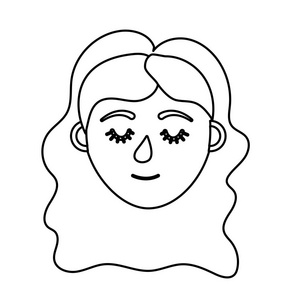 闭眼发型矢量图的女性头部线条