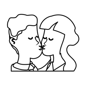 情侣接吻浪漫场景矢量插图
