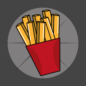 炸薯条快餐图标矢量插图设计
