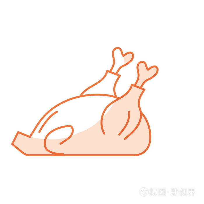 轮廓美味的鸡肉天然营养矢量插图