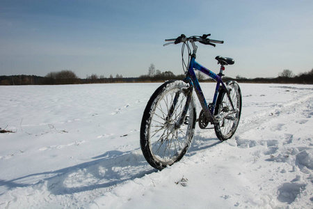 自行车在雪地上