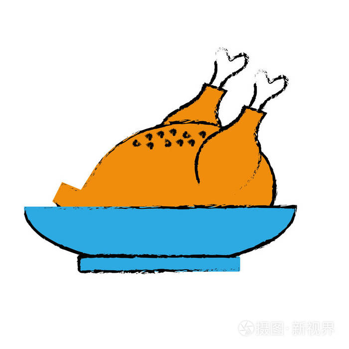 美味的鸡肉天然营养矢量插图