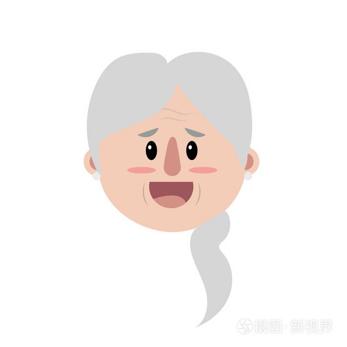 有发型矢量图的老妇人脸