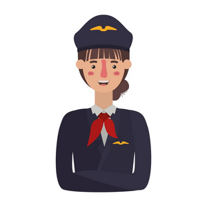年轻女子飞行员头像字符