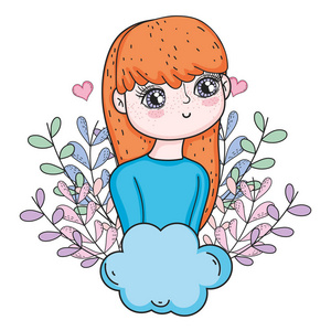 s day greeting card with cute girl. Vector illustration