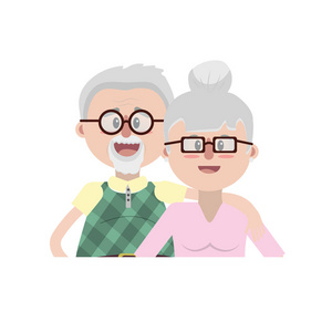 有发型和眼镜矢量插图的老夫妇