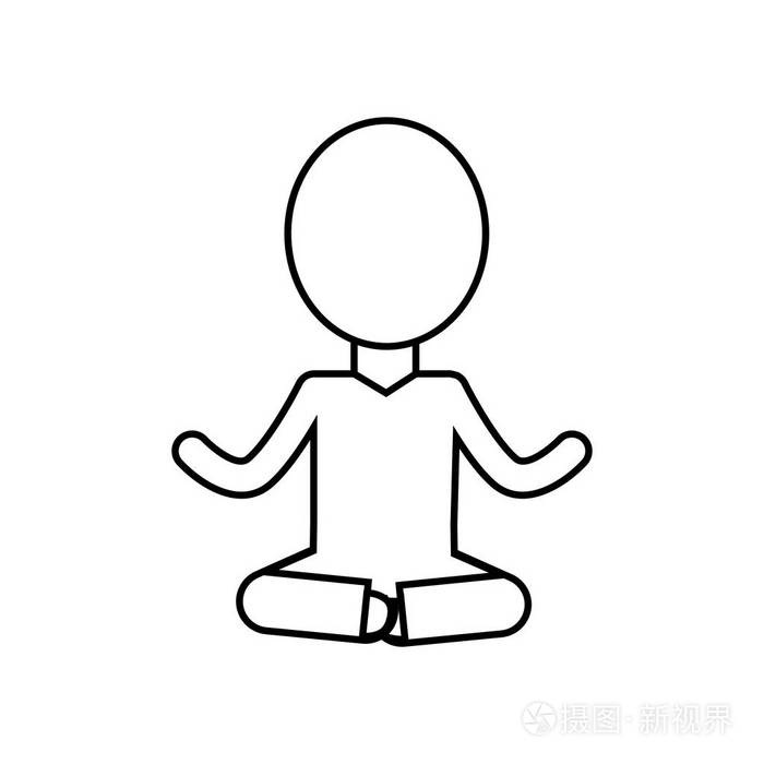 线心理健康象形文字冥想矢量插图插画-正版商用图片17m62h-摄图新视界